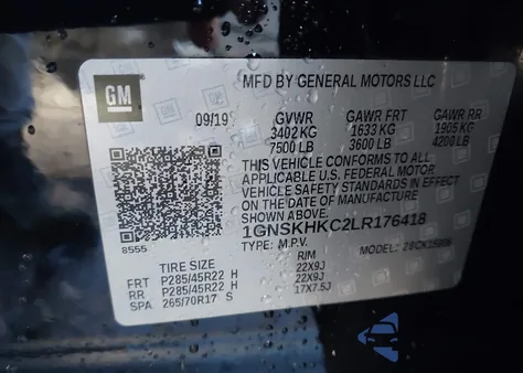 2020 Chevrolet Suburban 4Wd Lt from USA, damaged, VIN 1GNSKHKC2LR176418